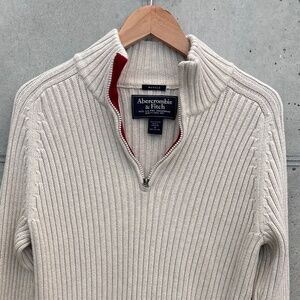 Vintage Ambercrombie & Fitch Muscle Ribbed 1/4 Zip Men's Sweater, Size Medium